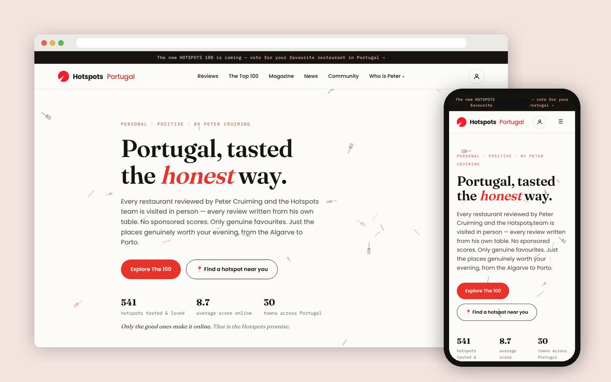 Hotspots Portugal on desktop and mobile