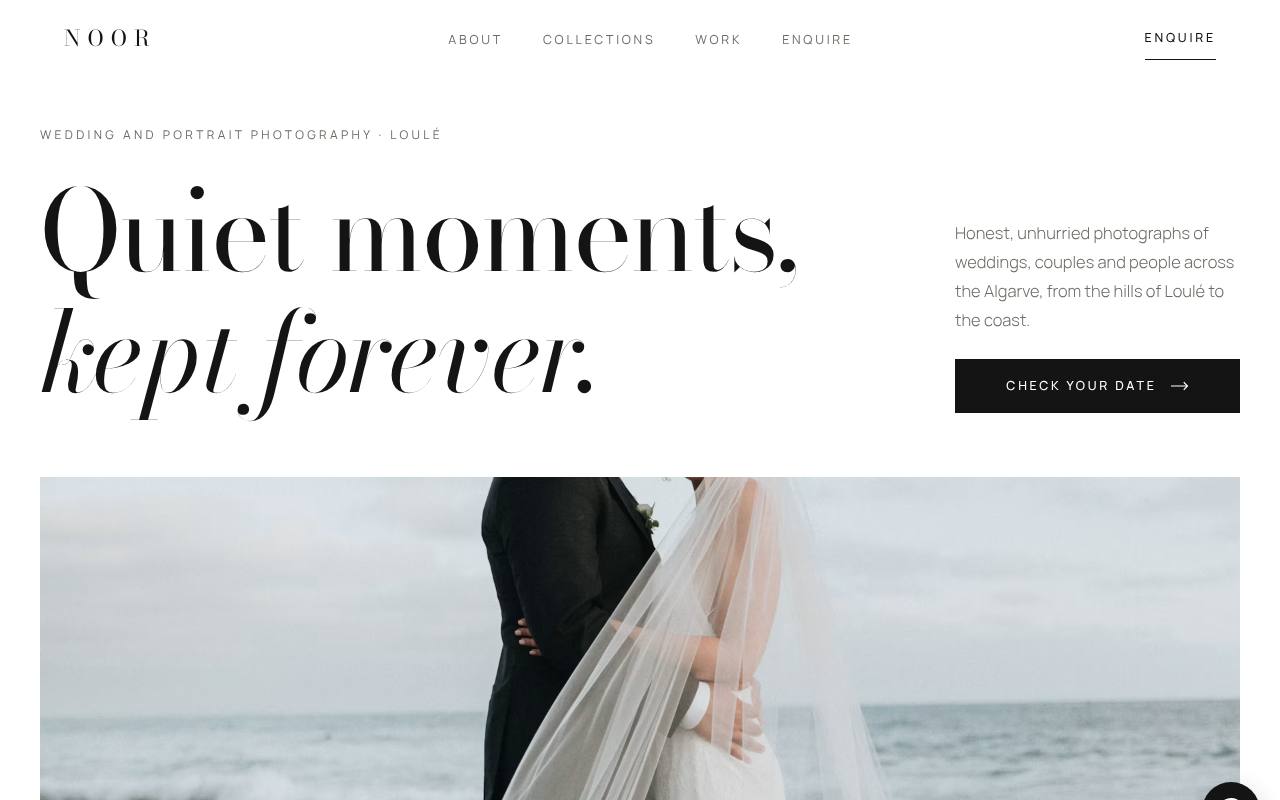 Homepage of the Noor Visuals example site